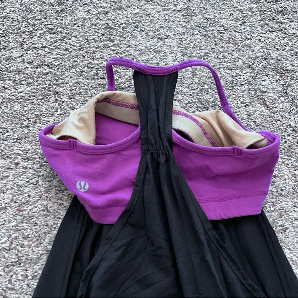 Lululemon No Limits Built In Bra Tank Top Black Purple Size 4